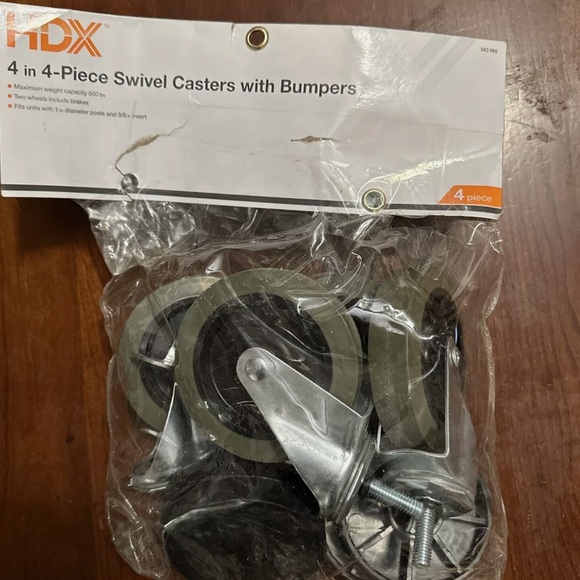 HDX 4 in 4-Piece Swivel Casters with Bumpers - Picture 2 of 13